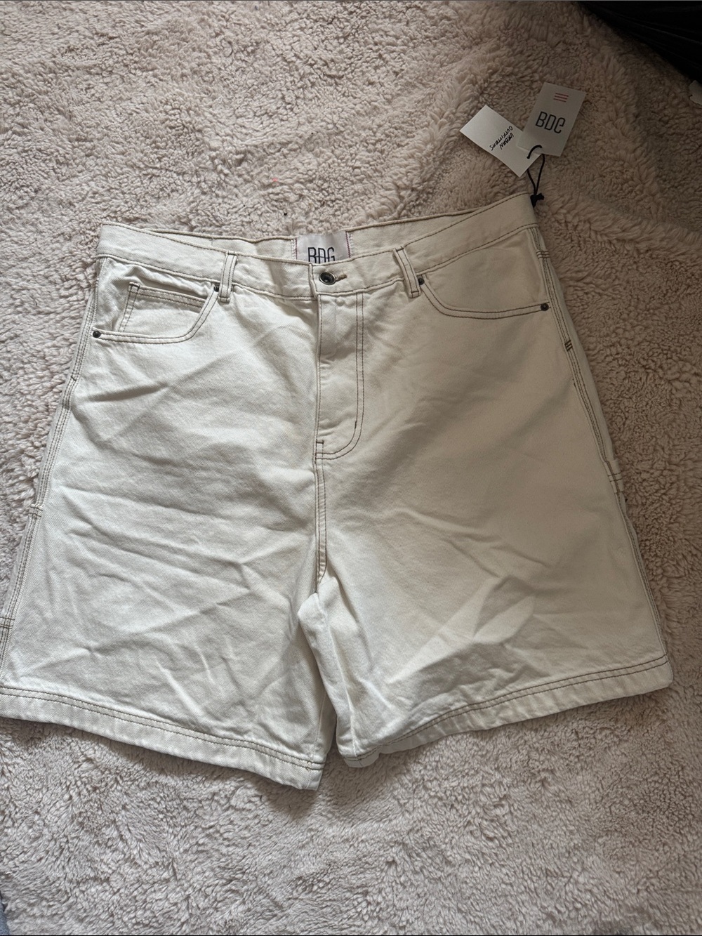 BDG Men's Cream-White Denim Shorts